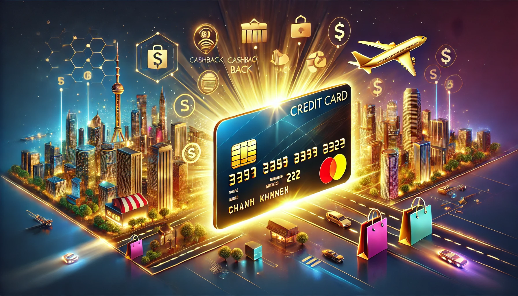 Change the background to a cityscape to highlight travel perks