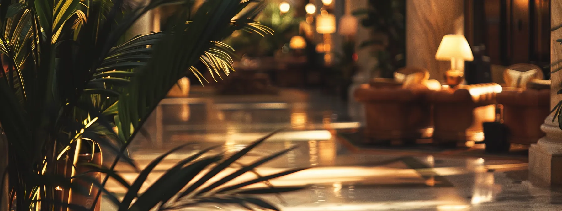 a luxurious hotel lobby bathed in warm, ambient light, featuring elegant seating areas and tasteful decor, symbolizing the sophistication and exclusivity of the marriott bonvoy rewards program.