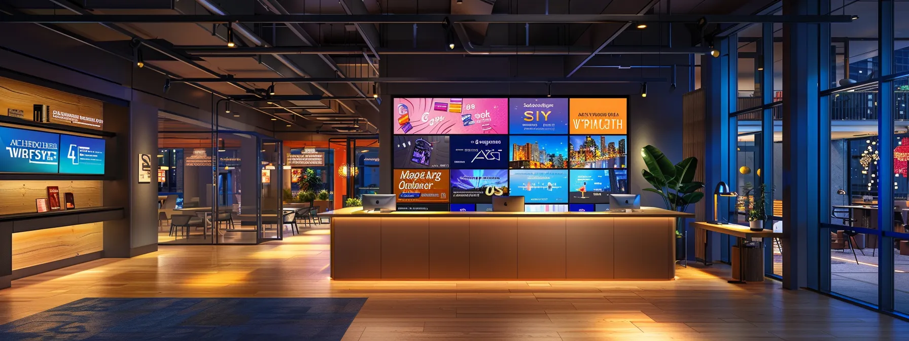 a sleek, modern office environment showcases an inviting display of visually appealing credit card designs, with a polished desk and vibrant promotional materials emphasizing attractive offers and rewards.