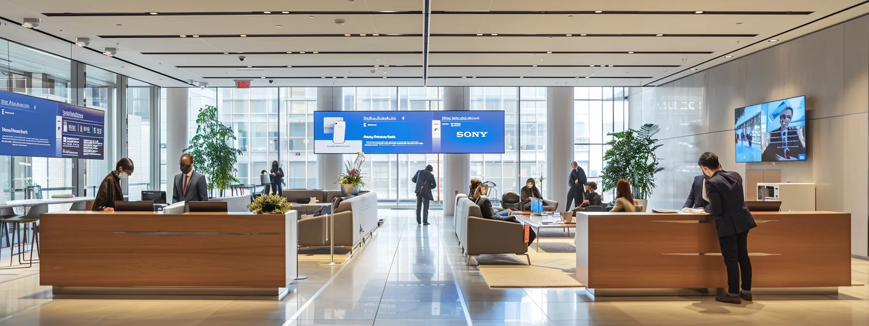 a sleek, modern office space is filled with professionals engaged in dynamic discussions over vibrant credit card offers displayed on digital screens, emphasizing the allure of great rewards and benefits for beginners.