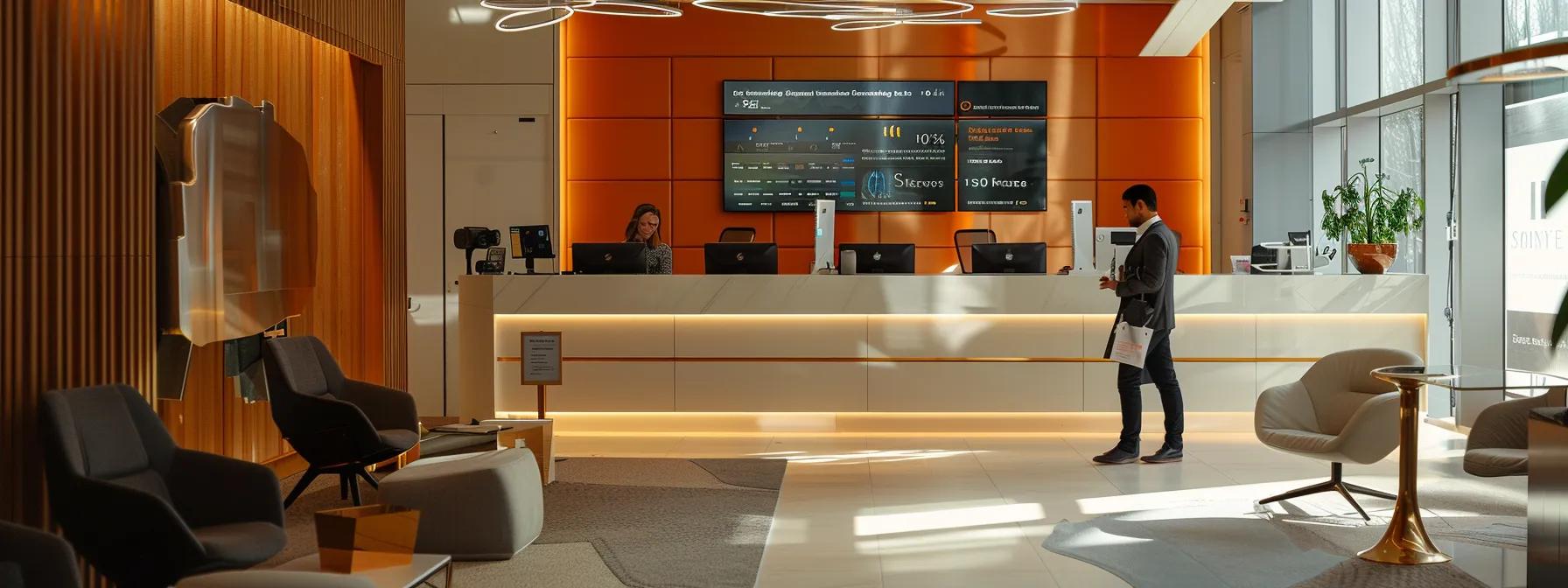 a sleek, contemporary office setting showcases a confident professional reviewing a digital dashboard displaying credit score metrics and reward card benefits, illuminated by modern led lighting that emphasizes a futuristic financial empowerment theme.