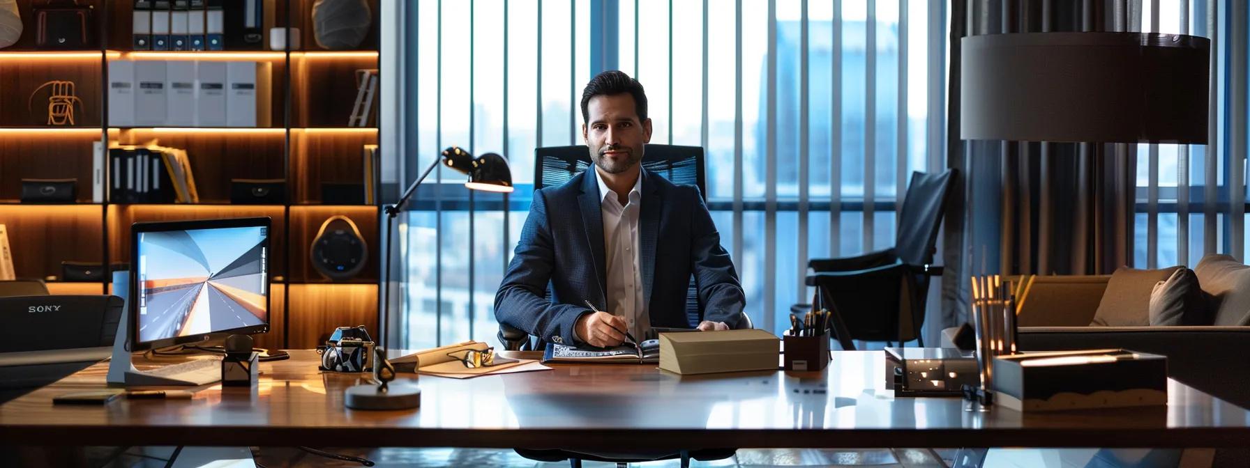 a sleek, modern office environment features a confident professional sitting at a polished desk, surrounded by vibrant visual representations of credit card reward points and travel destinations, emphasizing the financial benefits of engaging with credit card rewards programs.