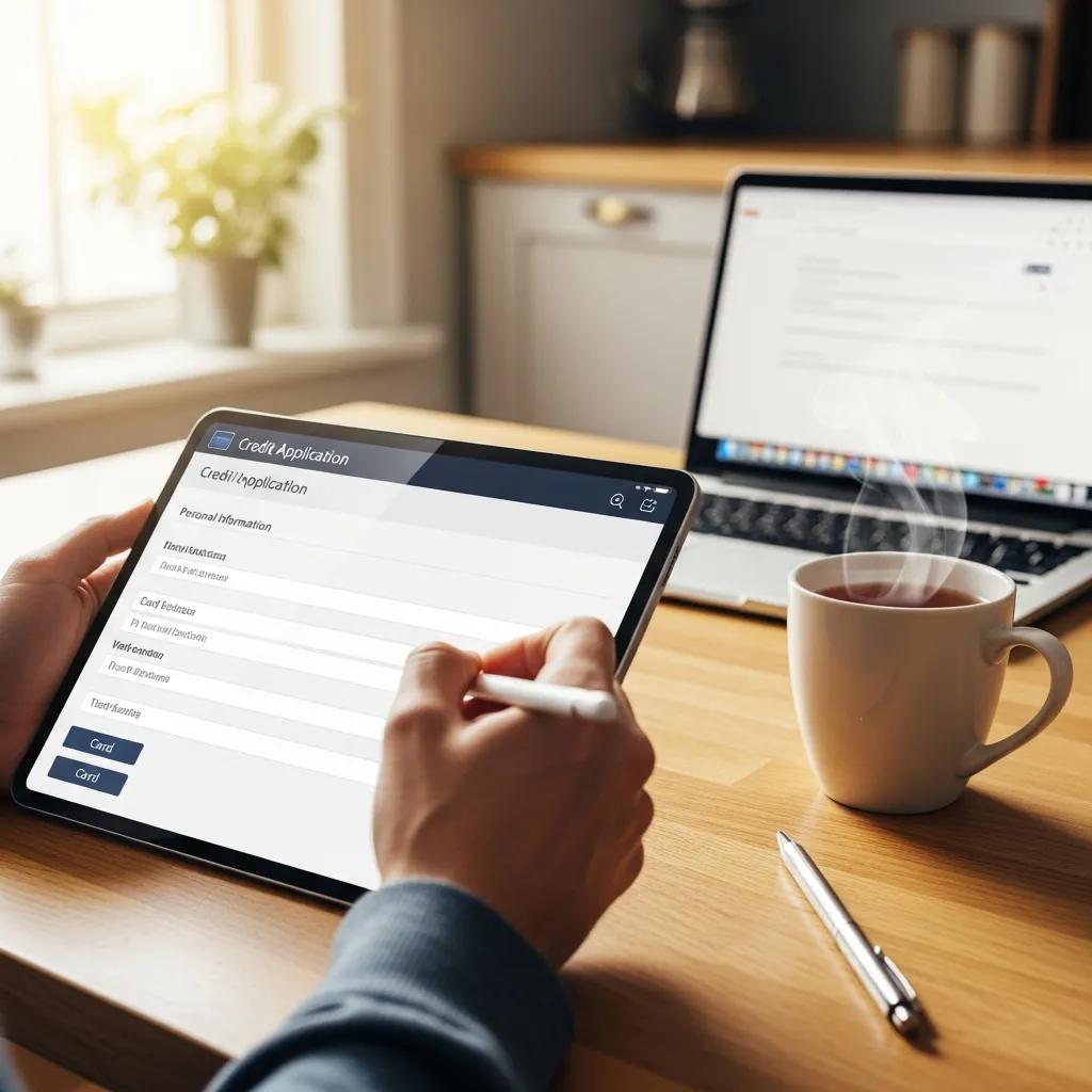 Person filling out a Citi credit card application on a tablet, emphasizing the application process